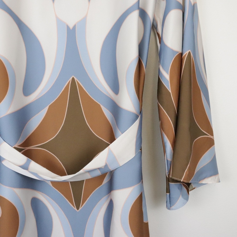 NWT MISA Twiggy Dress The Swans All Over Medium Blue Brown Abstract Print Mini - Picture 7 of 10